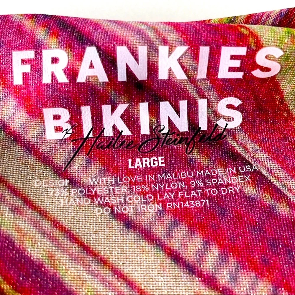 NWT FRANKIES shimmy pink gold red high leg underwire bandeau cheekini bikini set